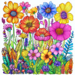 Flower Garden Coloring Pages For Adults 2 2