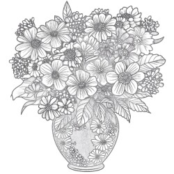 Flower Vase Colouring - Printable Coloring page