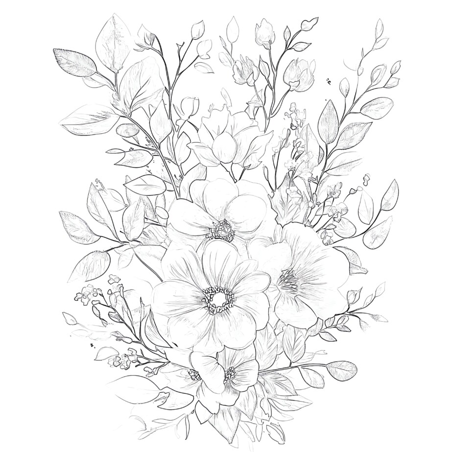 Free Coloring Pages Adults Flowers