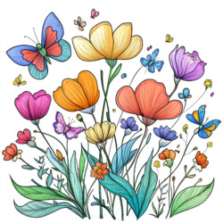 Free Coloring Pages Butterflies And Flowers - Origin image