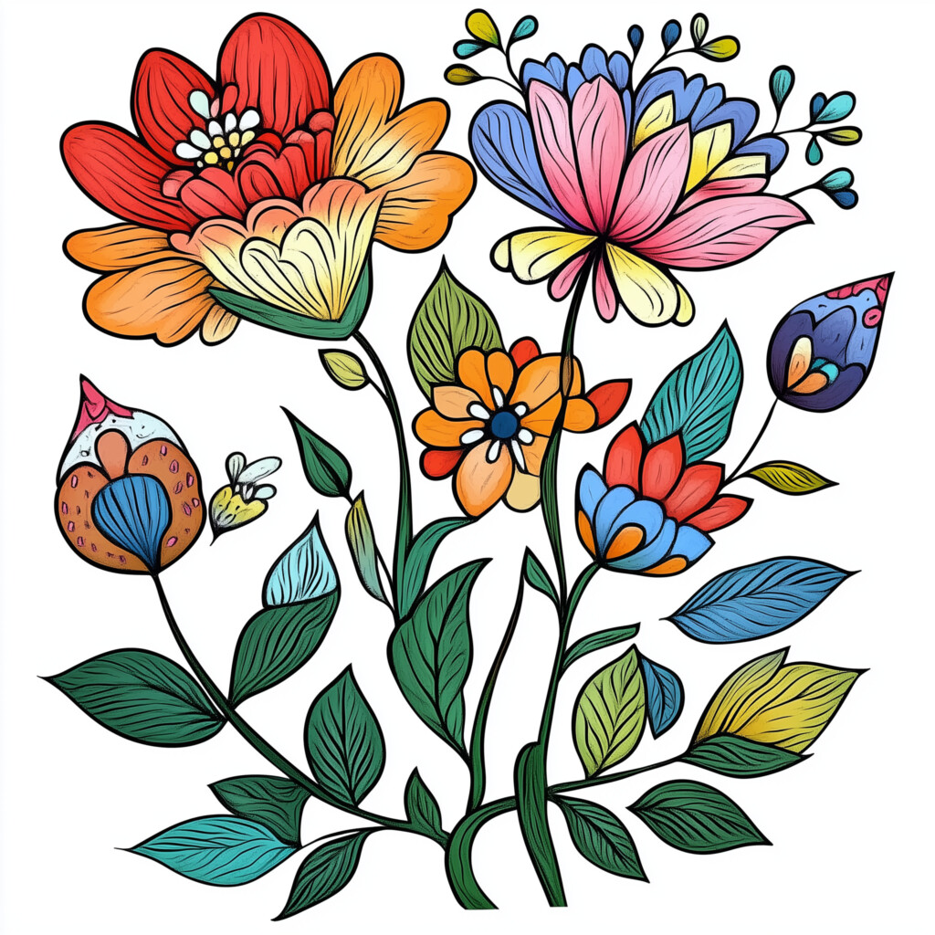 Free Coloring Pages Of Flowers For Adults | Coloring Pages Mimi Panda