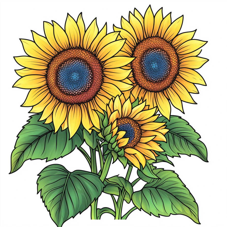 Free Coloring Pages Sunflowers 2