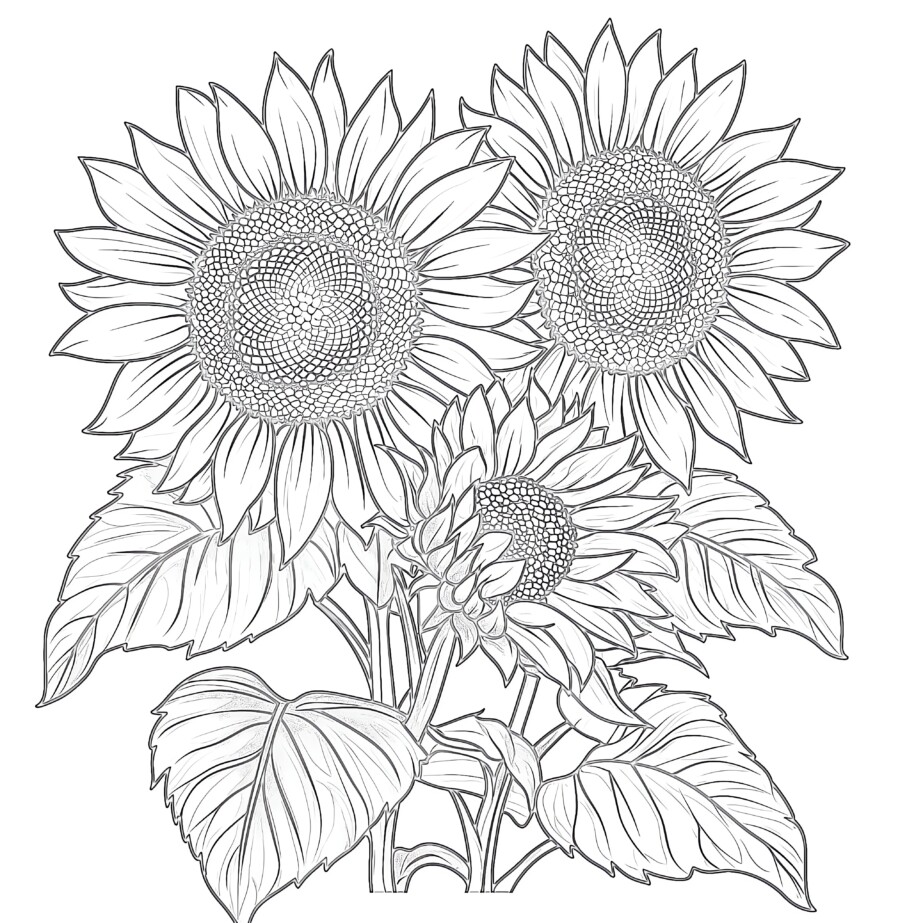 Free Coloring Pages Sunflowers