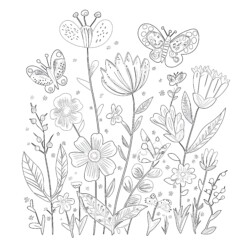 Free Coloring Pictures Of Flowers And Butterflies - Printable Coloring page