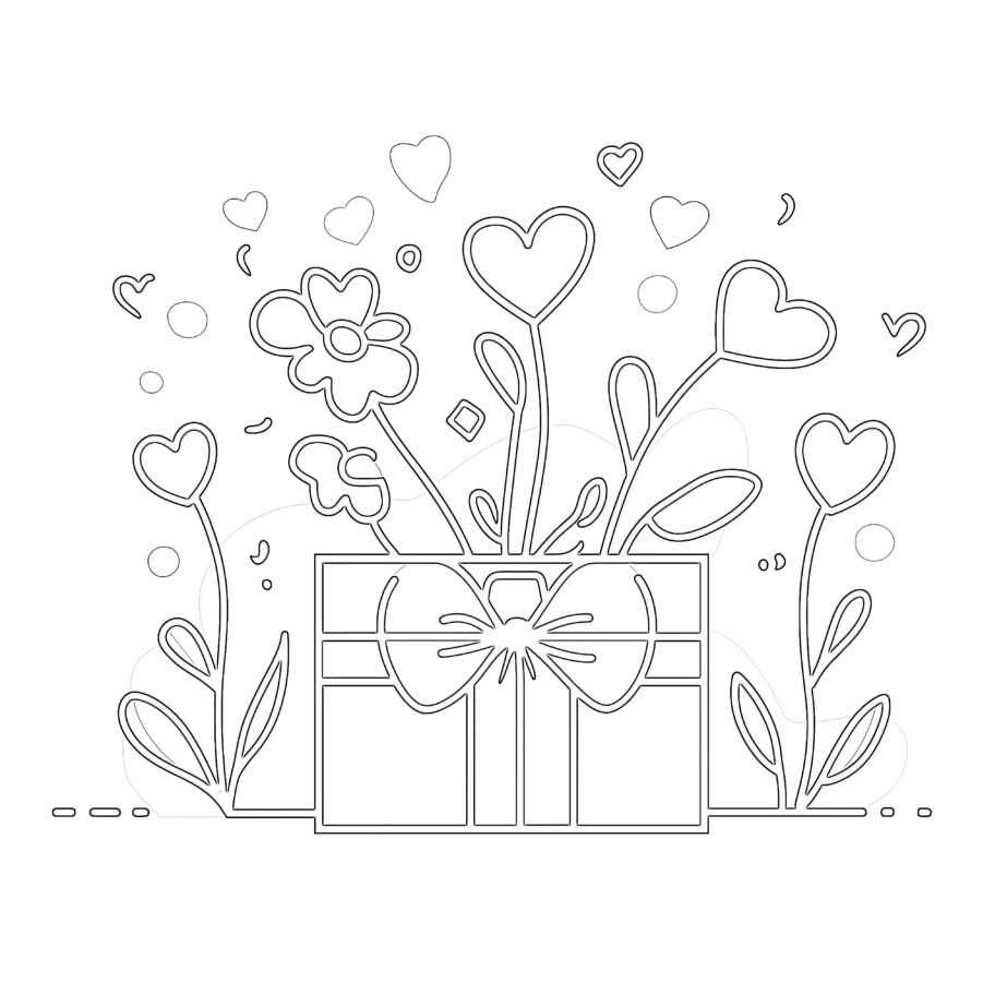 Heart Flower Coloring Pages