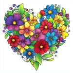 Heart With Flowers Coloring Pages 2 2