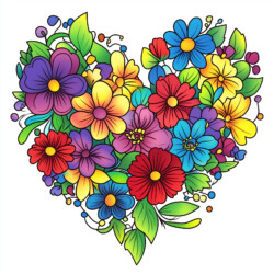 Heart With Flowers Coloring Pages - Origin image