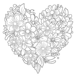 Heart With Flowers Coloring Pages - Printable Coloring page