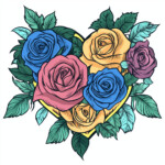 Heart With Roses Coloring Pages 2 2