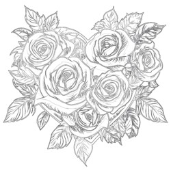 Heart With Roses Coloring Pages - Printable Coloring page