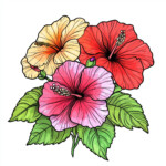 Hibiscus Coloring Sheets 2 2