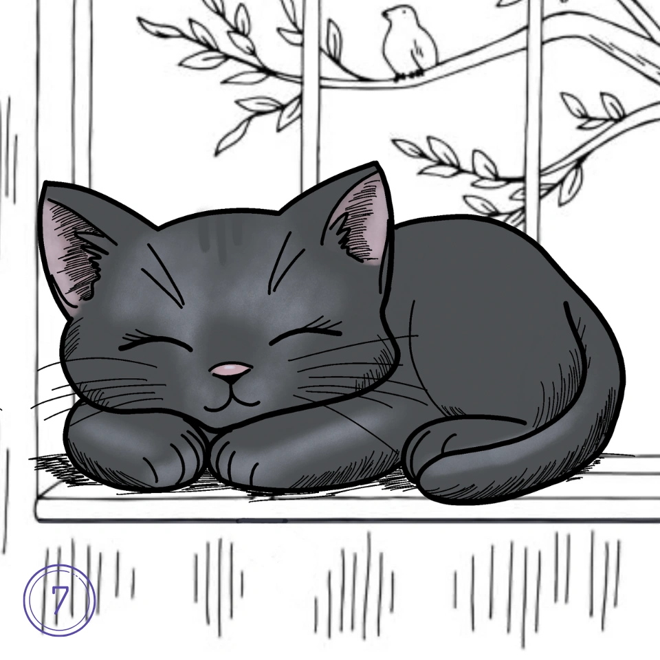 How To Draw A Sleeping Black Cat Step 7