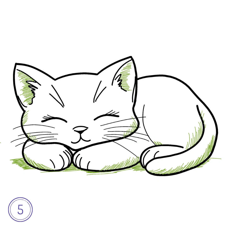 How To Draw A Sleeping Black Cat Step 5