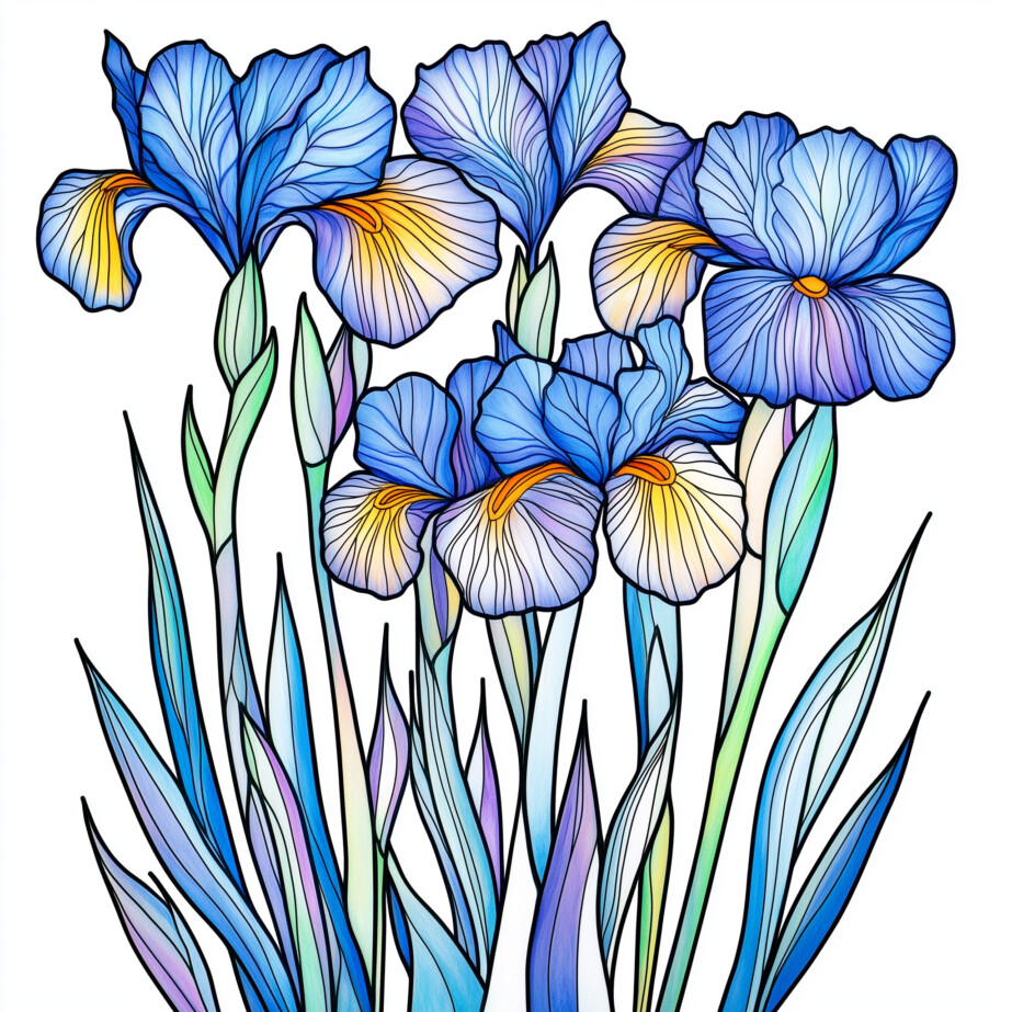 Iris Flower Coloring Page 2