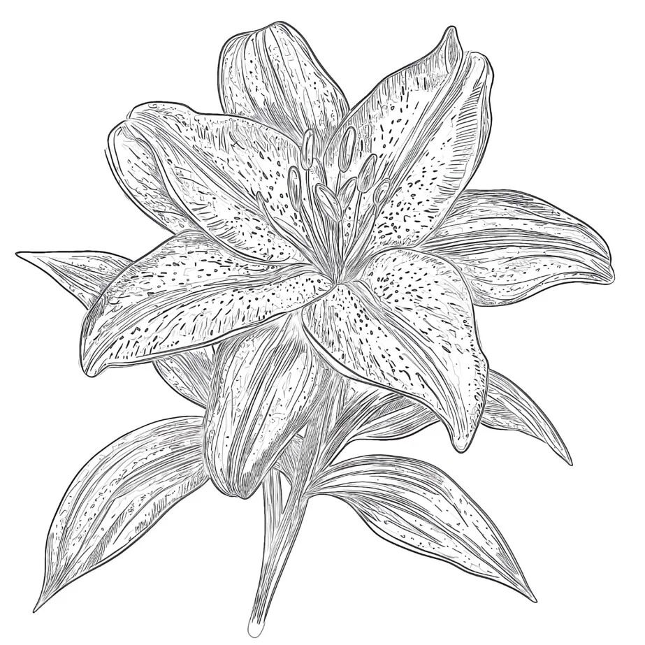 Lily Flower Coloring Pages | Coloring Pages Mimi Panda, image size:923x923
