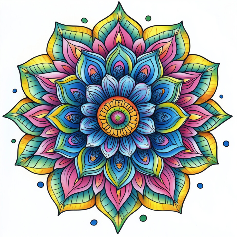 Lotus Flower Mandala Coloring Pages 2