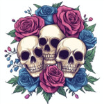 Love Skulls And Roses Coloring Pages 2 2