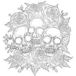 Love Skulls And Roses Coloring Pages - Printable Coloring page