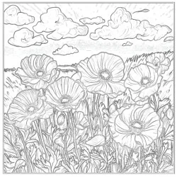 Pictures Of Poppies To Colour - Printable Coloring page