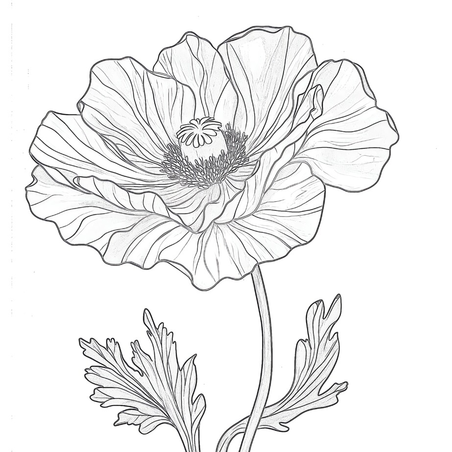 Poppy Flower Coloring Page