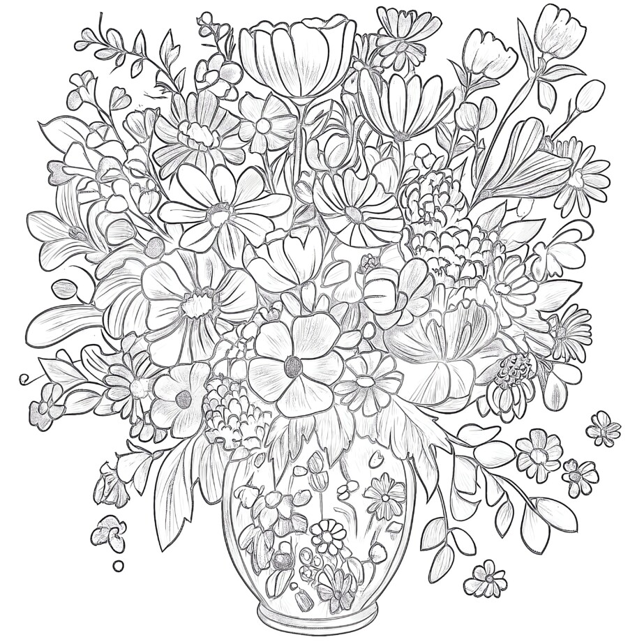 Printable Flower Bouquet Coloring Pages