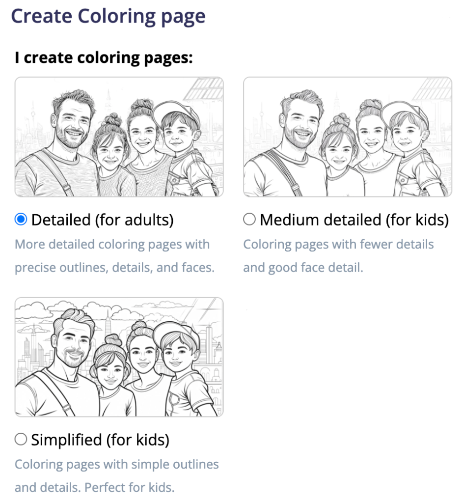 Convert photos into coloring pages