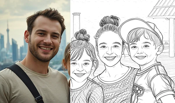 Convert photos into coloring pages for adults