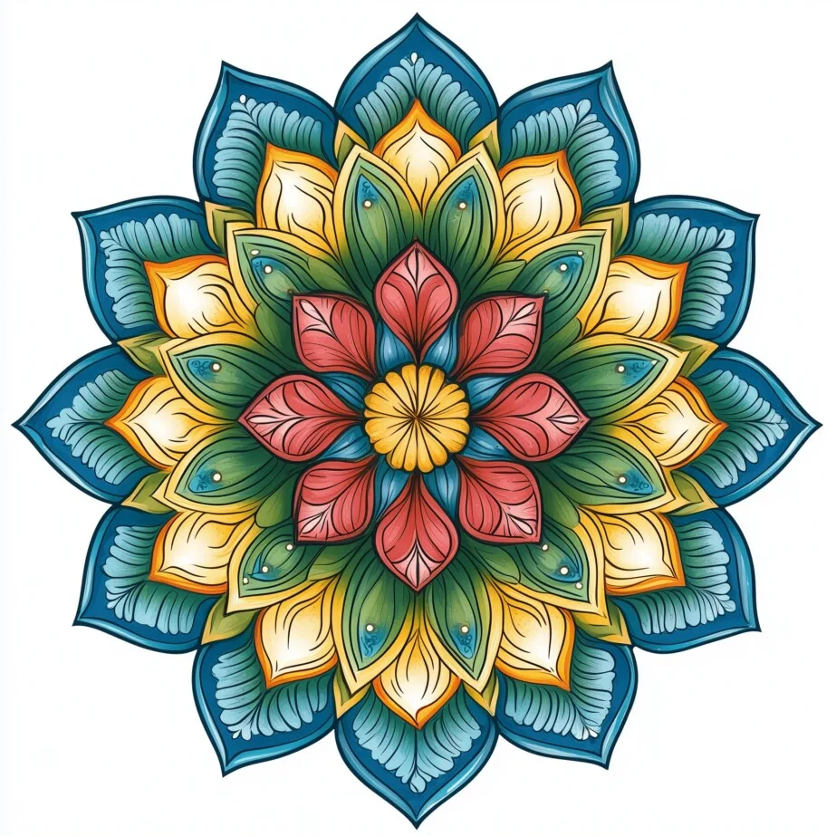 Simple Flower Mandala Coloring Pages | Coloring Pages Mimi Panda