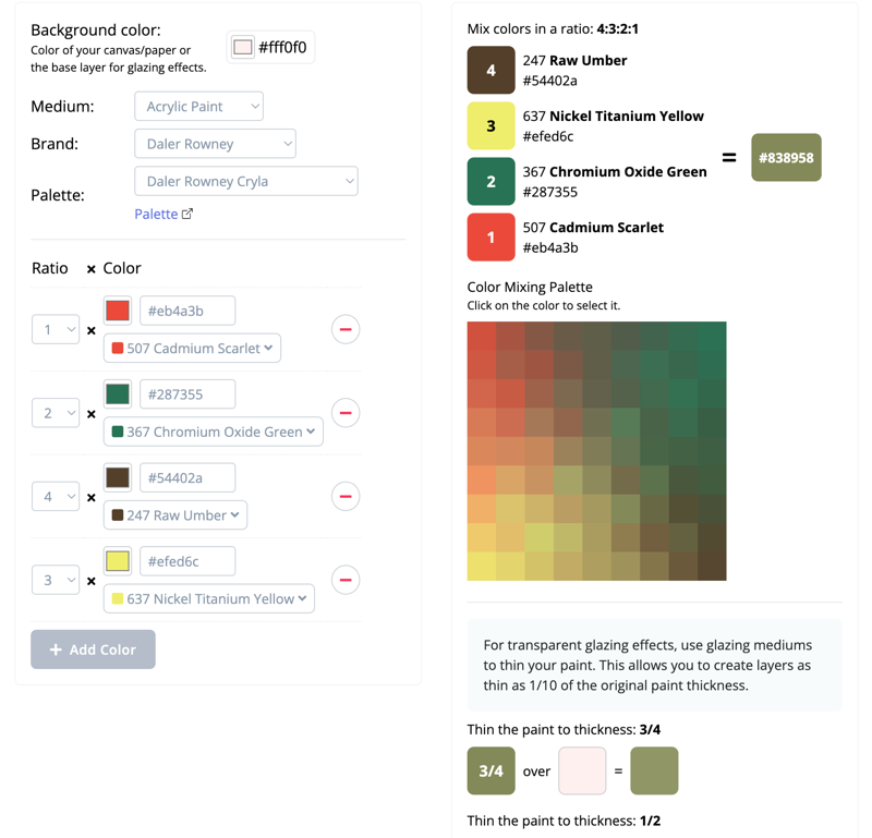 Palettes and Color Mixing
