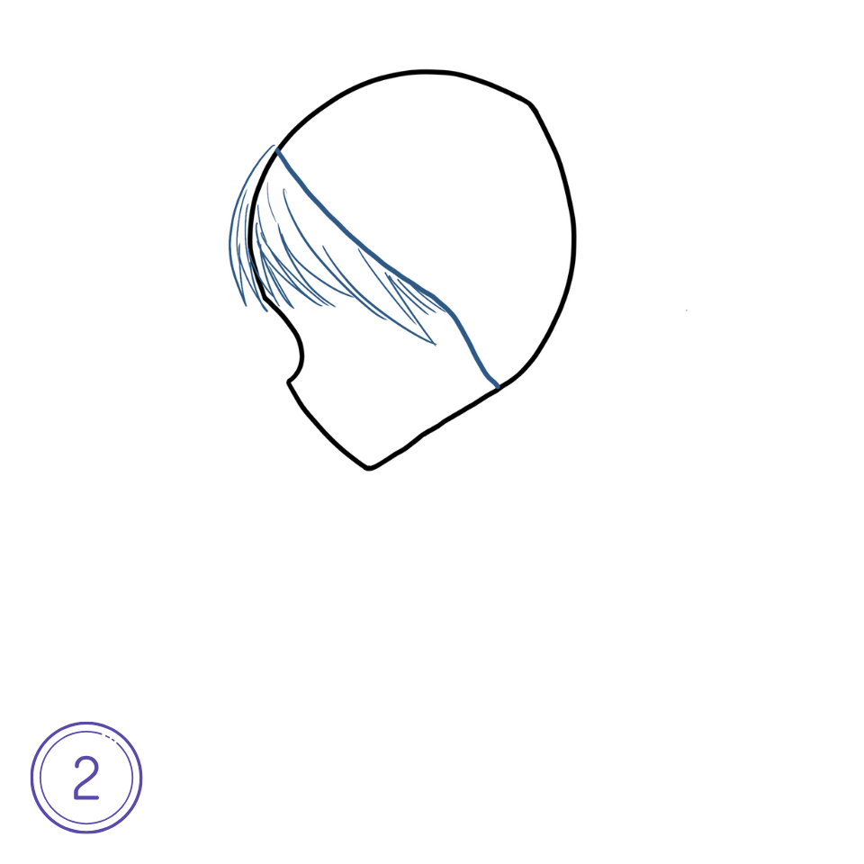 How to Draw an Anime Ponytail Step 2
