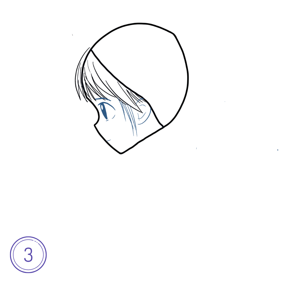 How to Draw an Anime Ponytail Step 3