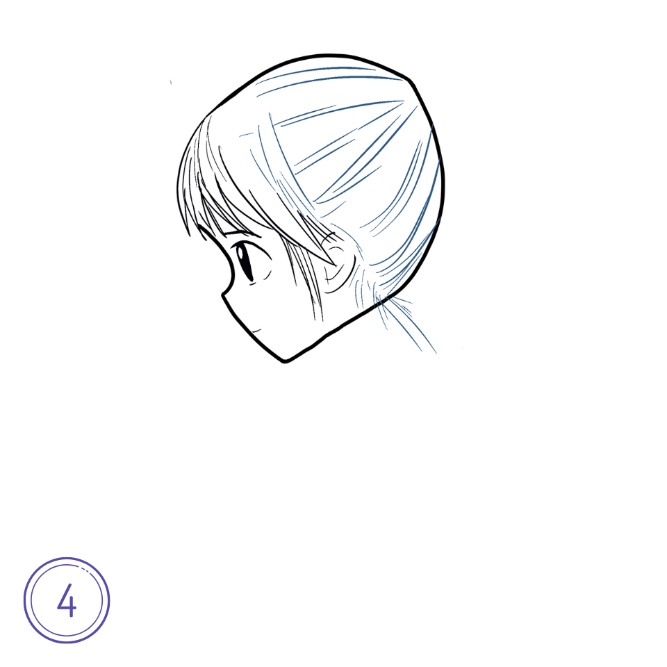 How to Draw an Anime Ponytail Step 4