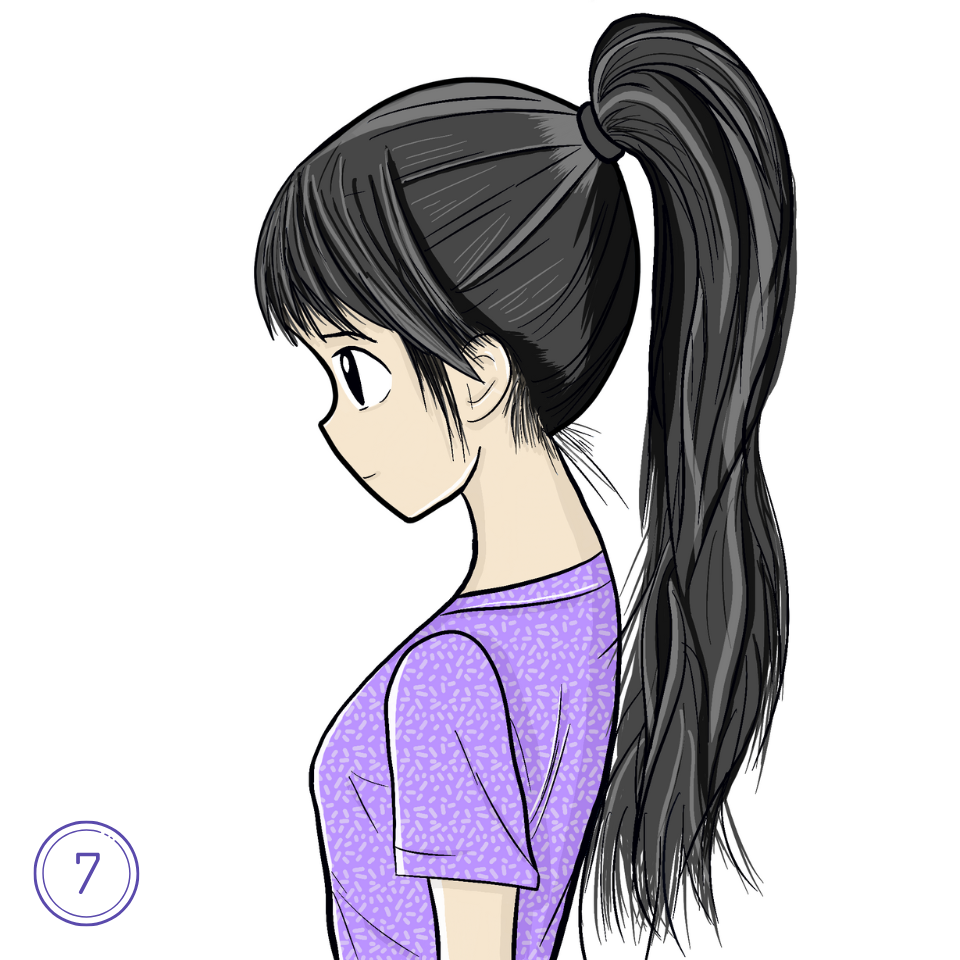 How to Draw an Anime Ponytail Step 7