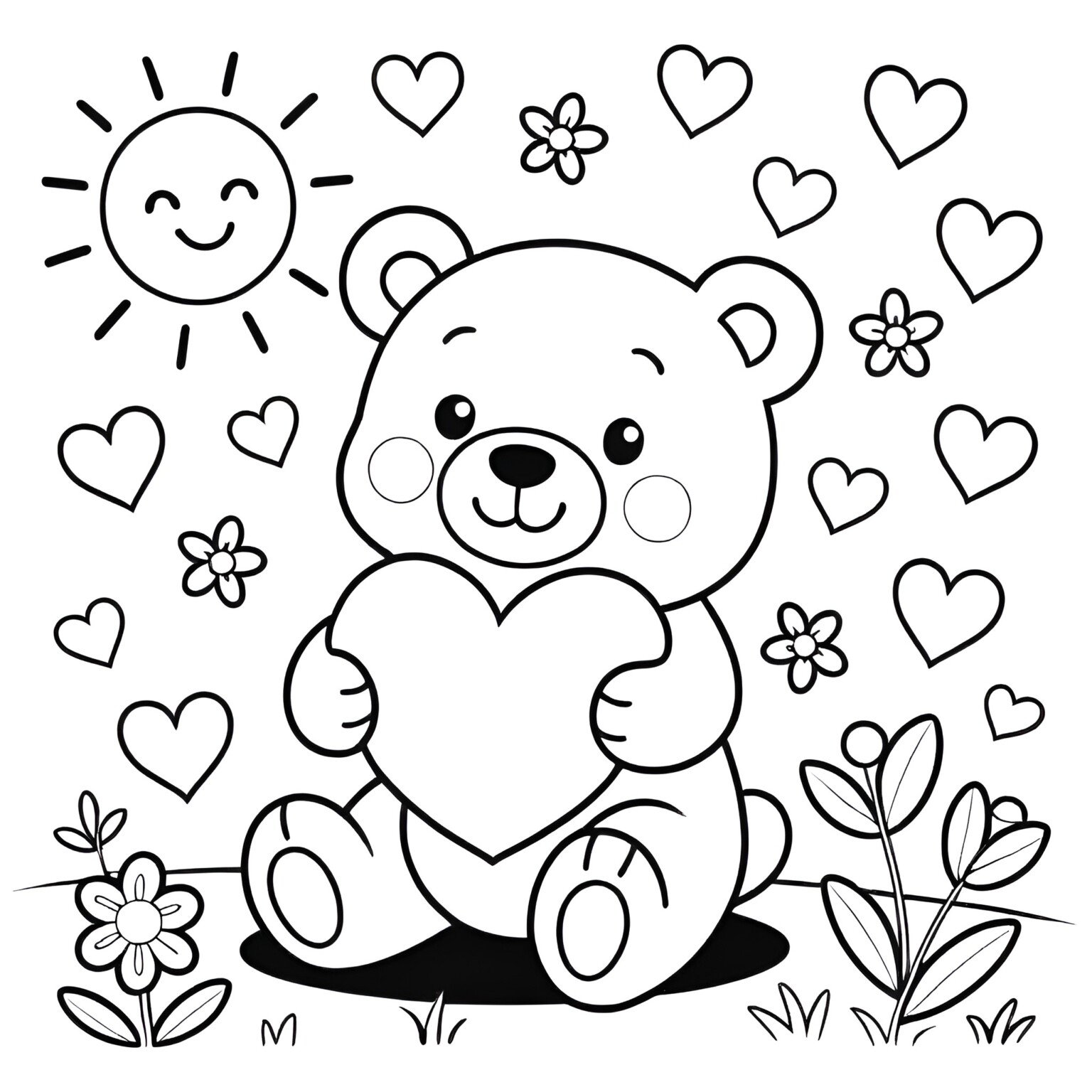 Valentine Coloring Pages For Kids | Coloring Pages Mimi Panda