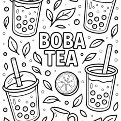 Boba Tea Coloring Page - Printable Coloring page