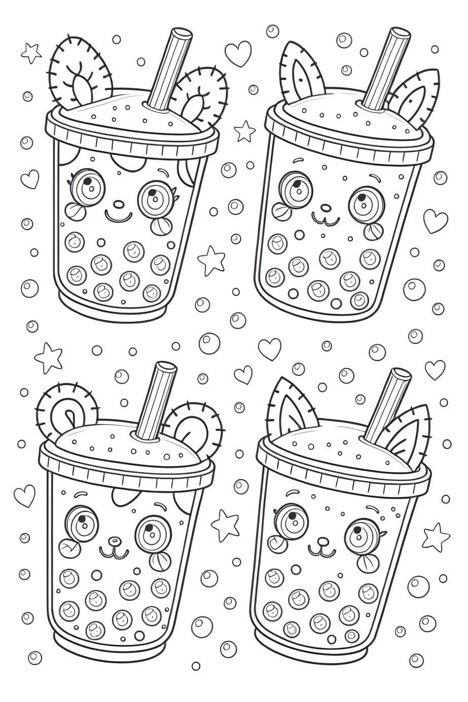 Cute Boba Coloring Pages