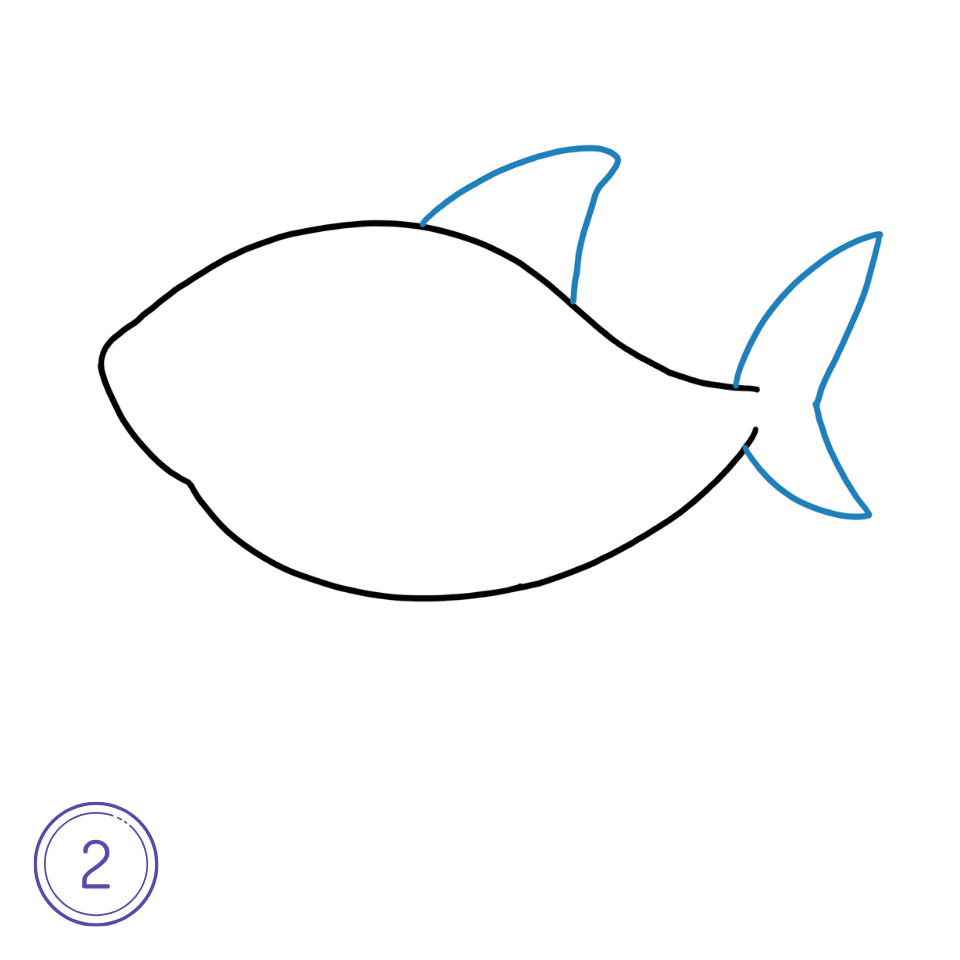 Comment dessiner un requin Étape 2