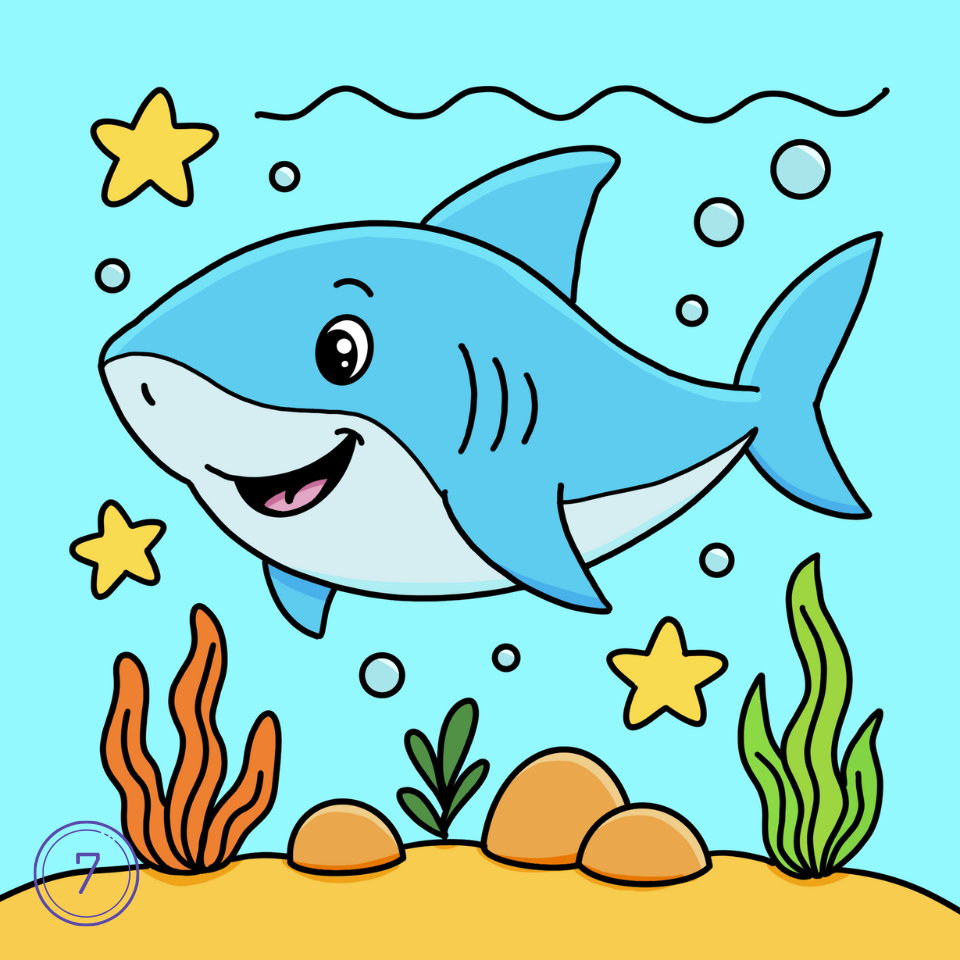 Comment dessiner un requin Étape 7