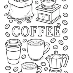 Coffee Coloring Pages For Adults - Printable Coloring page