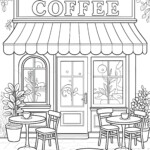 Coffee Shop Coloring Page