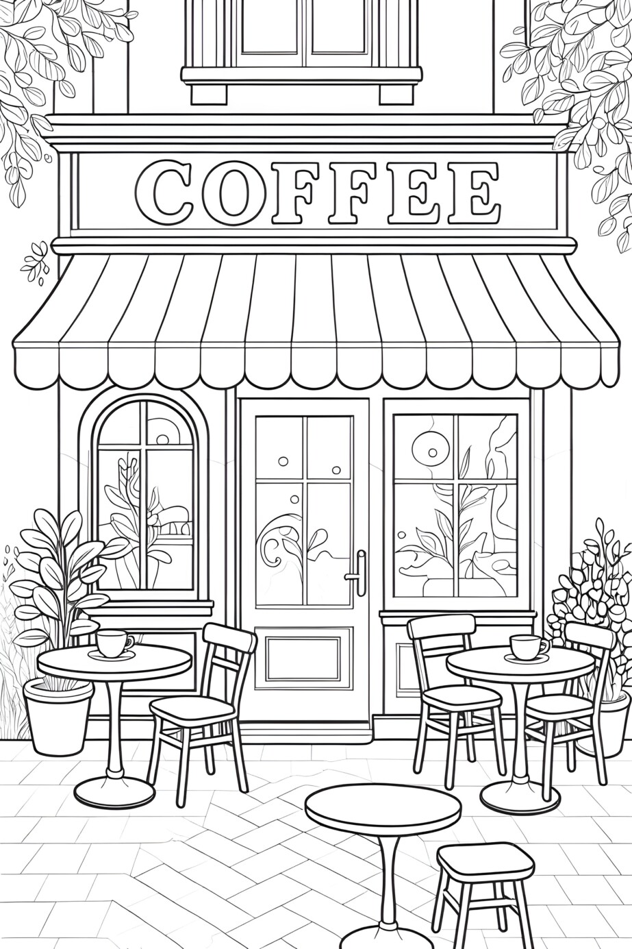 Coffee Shop Coloring Page
