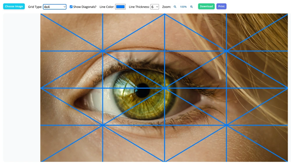 Photo Color Picker + Unmixing Tool + Grid Overlay Tool for Images