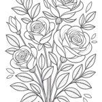Rose Bouquet Coloring Pages