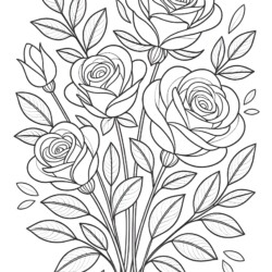 Rose Bouquet Coloring Pages - Printable Coloring page