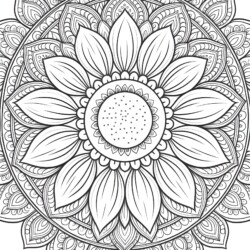 Sunflower Mandala Coloring Page - Printable Coloring page