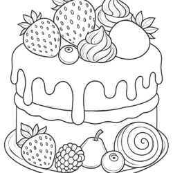 Cake Color Page - Printable Coloring page