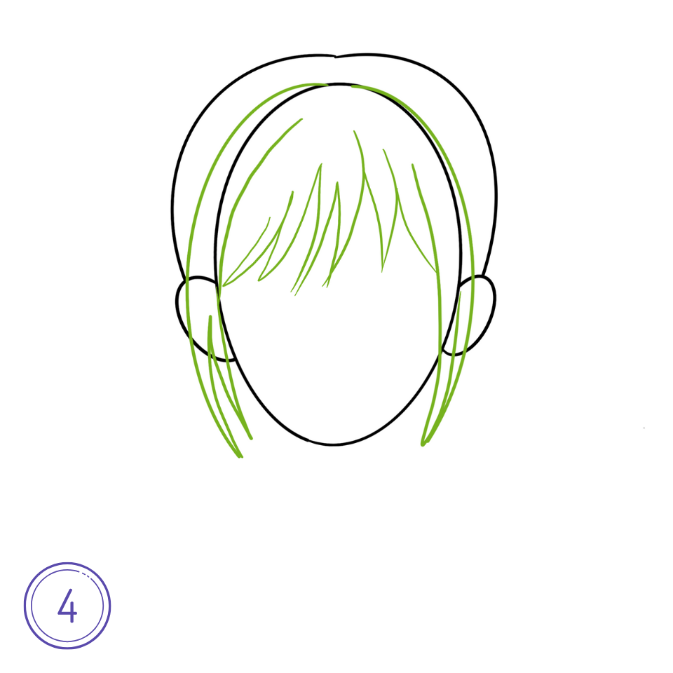 How to Draw Anime Pigtails Hair Step 4