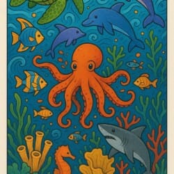 Coloring Page Ocean Animals - Origin image