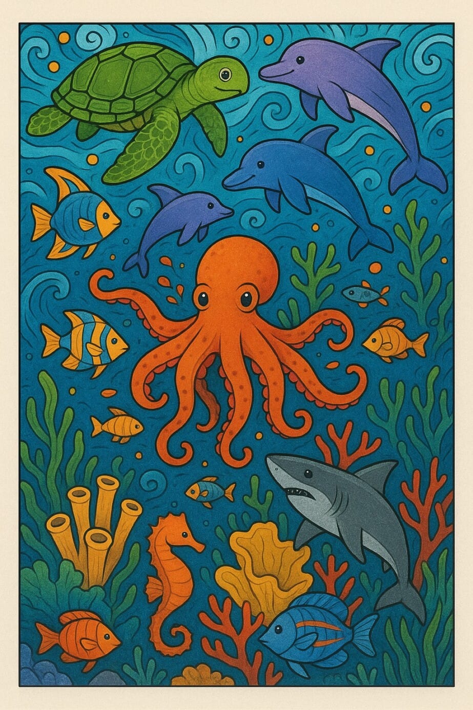 Coloring Page Ocean Animals 2