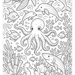 Coloring Page Ocean Animals - Printable Coloring page